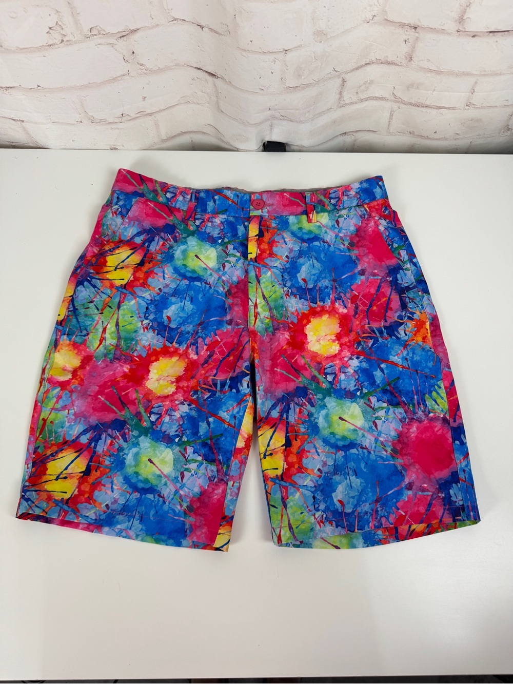 Hreski Golf Shorts Watercolor Fireworks Print Size 34